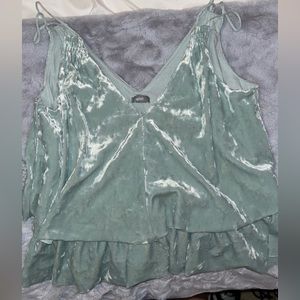 AERIE VELVET RUFFLE TANK